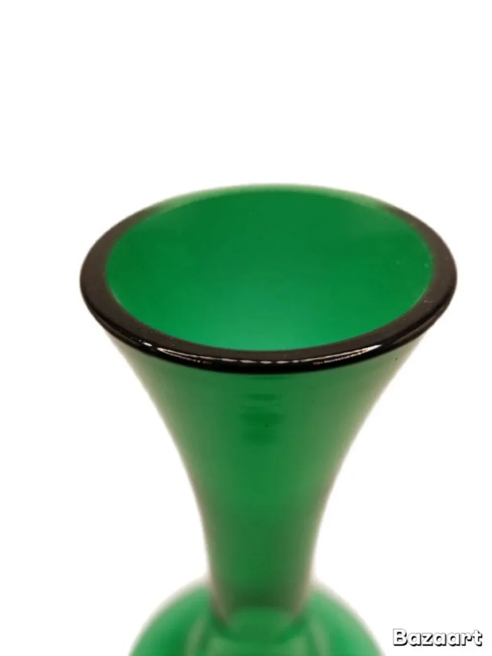 Vibrant Beautiful Forest Green Glass Vase with Clear Pedestal